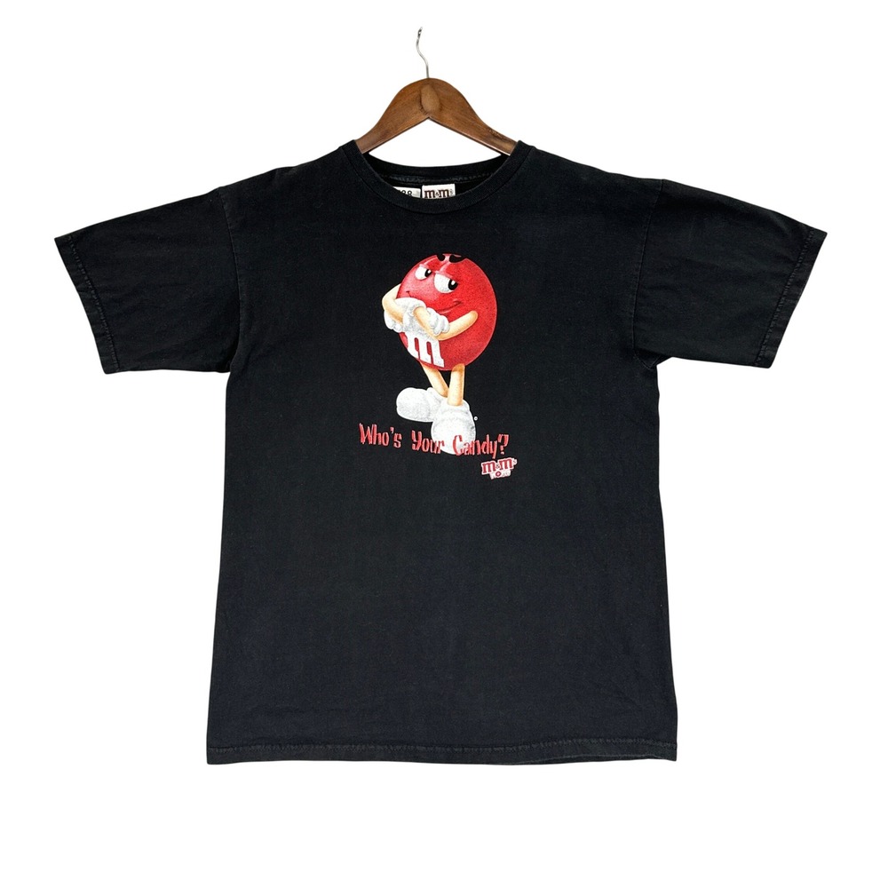 M&M's World Graphic T-Shirt Women Medium Black Excellent Who's Your Candy 2009